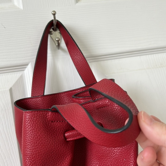 Zara drawstring hobo style backpack with top handles. All leather. - Picture 7 of 16